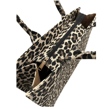 Détail de la fermeture zippée du sac cabas TORRENTE 25103 léopard