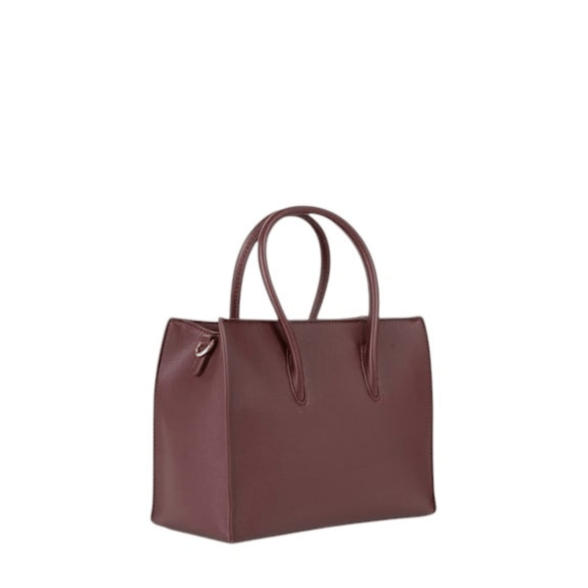 Vue arrière du sac à main VALENTINO BIANKA RE bordeaux, avec ses deux anses et sa silhouette structurée.
Copier le nom et ALT