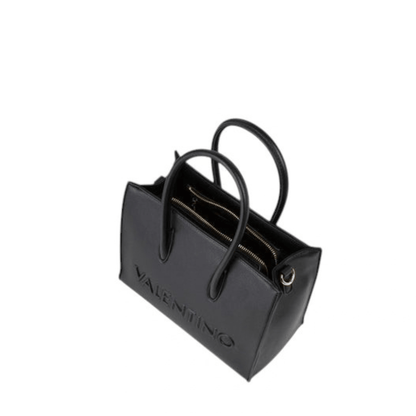 Vue intérieure du sac VALENTINO BIANKA RE noir VBSA9U04, montrant ses compartiments et sa fermeture zippée.