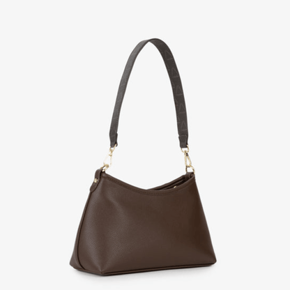 Sac femme VALENTINO LYSSA RE café vue arrière avec finition grainée marron chocolat et anse épaule amovible