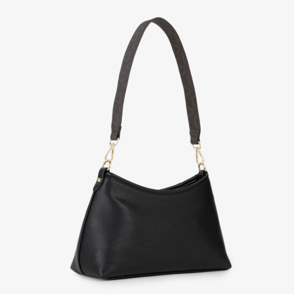 Sac porté épaule VALENTINO LYSSA RE noir vue arrière avec revêtement grainé, silhouette incurvée et anse amovible