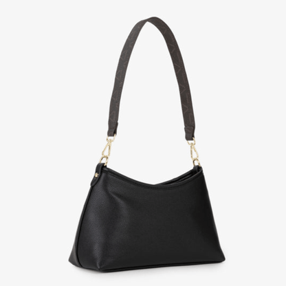 Sac porté épaule VALENTINO LYSSA RE noir vue arrière avec revêtement grainé, silhouette incurvée et anse amovible
