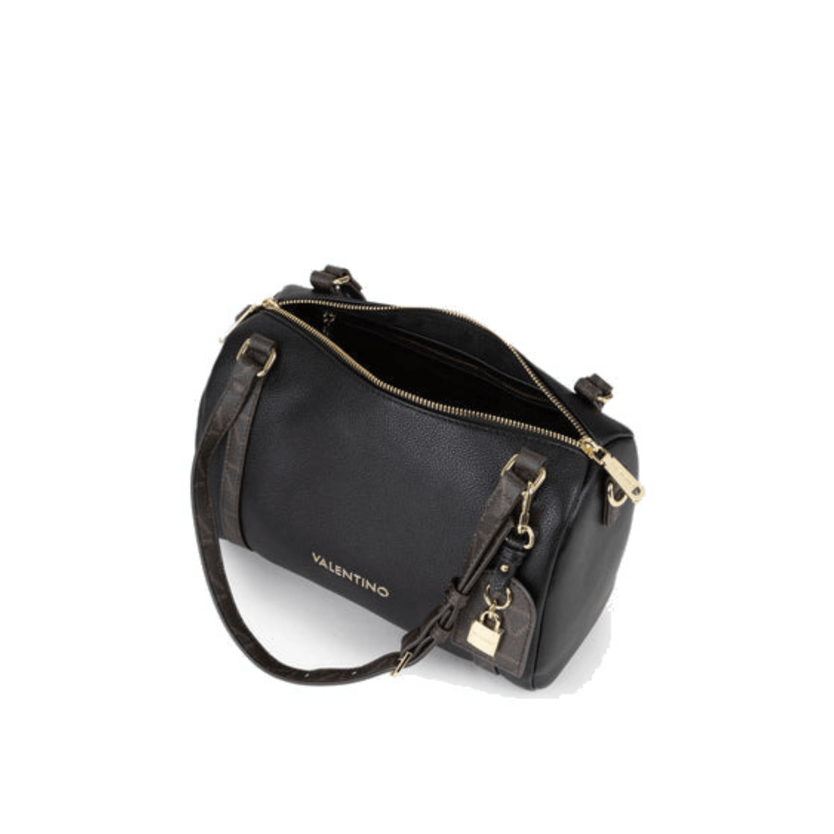 Sac VALENTINO LYSSA RE VBSACY23 noir ouvert, fermeture zippée dorée et compartiments intérieurs de rangement