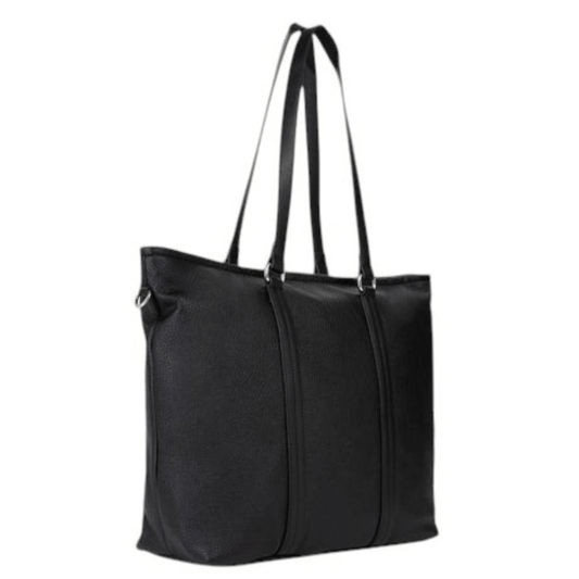 Vue arrière du grand sac cabas VALENTINO MAURY noir VBSADF01 avec longues anses pour un porté épaule.