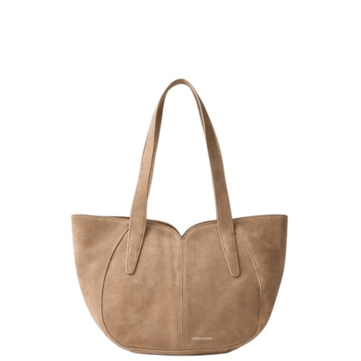 Sac cabas Vanessa Wu ALTAI MA3040 en croûte de cuir taupe vue de face
