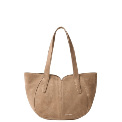 Sac cabas Vanessa Wu ALTAI MA3040 en croûte de cuir taupe vue de face