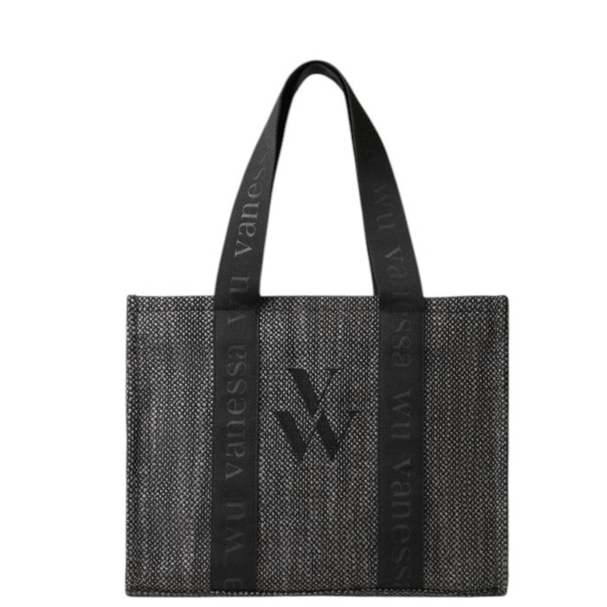 Cabas Vanessa Wu INES MA3034 Dark Grey vue de face avec anses siglées