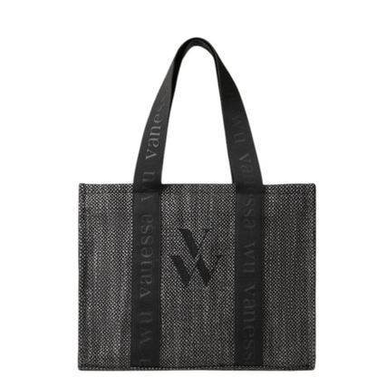 Cabas Vanessa Wu INES MA3034 Dark Grey vue de face avec anses siglées