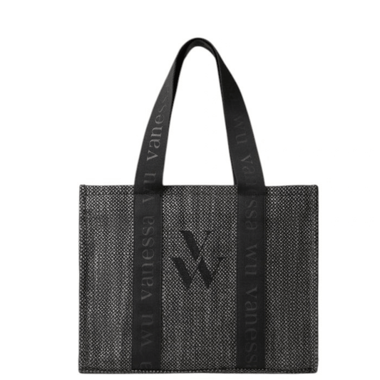 Cabas Vanessa Wu INES MA3034 Dark Grey vue de face avec anses siglées