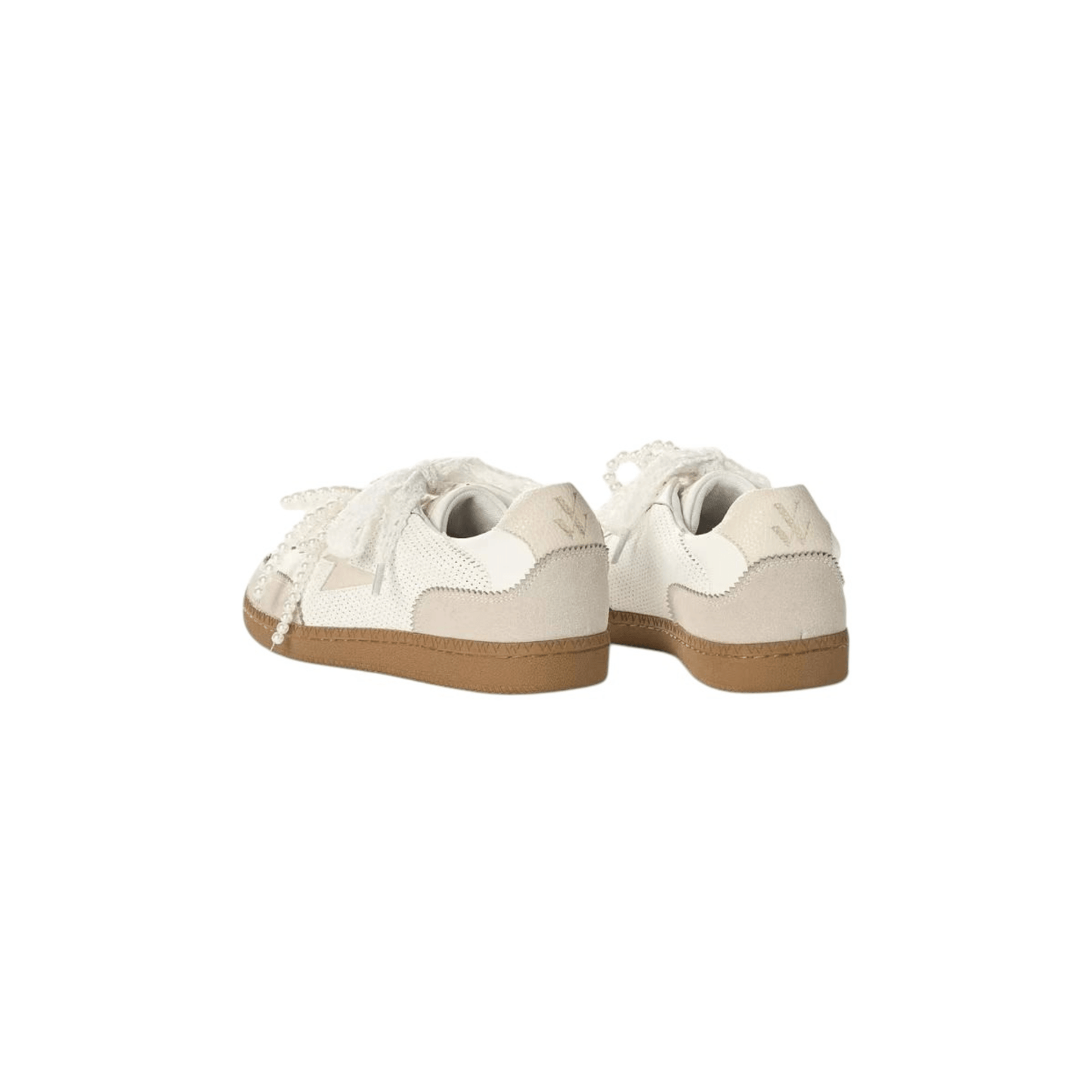 Vue arrière des baskets femme PERLA Vanessa Wu blanc écru et beige clair - Nevada Maroquinerie