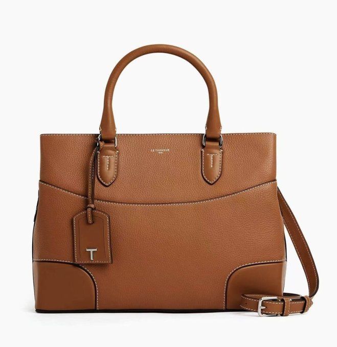 Sac à main en cuir grainé marron tan